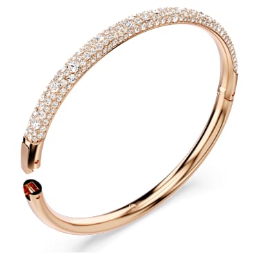Bransoletka typu bangle Sublima, Oprawa brukowa typu snow, Biała, Powłoka w odcieniu różowego złota - Swarovski, 5688610