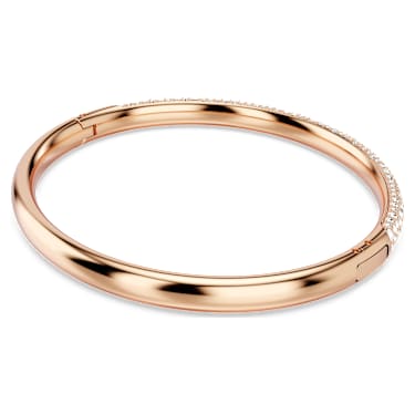 Bransoletka typu bangle Sublima, Oprawa brukowa typu snow, Biała, Powłoka w odcieniu różowego złota - Swarovski, 5688610