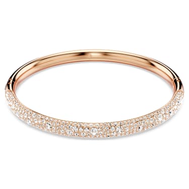 Meteora bangle, Snow pavé, White, Rose gold-tone plated - Swarovski, 5688611
