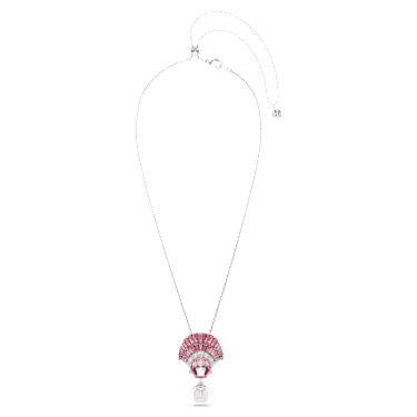 Idyllia pendant, Mixed cuts, Crystal pearl, Shell, Pink, Rhodium plated - Swarovski, 5688620