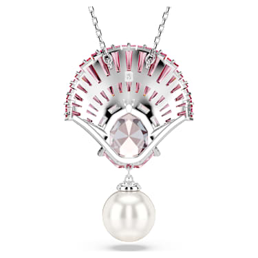 Idyllia pendant, Mixed cuts, Crystal pearl, Shell, Pink, Rhodium plated - Swarovski, 5688620