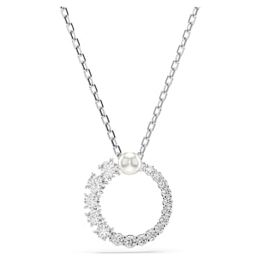 Matrix 펜던트, 크리스털 펄, 라운드 컷, 화이트, 로듐 플래팅 - Swarovski, 5688751