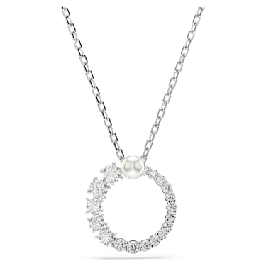 Matrix 펜던트, 크리스털 펄, 라운드 컷, 화이트, 로듐 플래팅 - Swarovski, 5688751