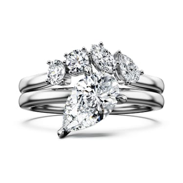 Galaxy 戒指, 套装 (2), 总重 1.4 克拉培育钻石, 混合造型, 18K 金（白色) - Swarovski, 5688852