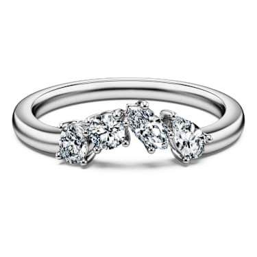 Prstan Galaxy, Komplet (2), Laboratorijsko gojeni diamanti 1,4 ct tw, Rezano v obliki kaplje, 18-karatno belo zlato - Swarovski, 5688852