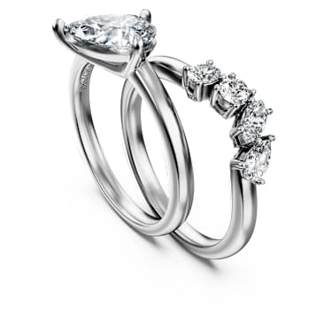 Anillo Galaxy, Conjunto (2), Diamantes creados en laboratorio (peso total de 1,4 quilate), Forma de pera, Oro blanco de 18 quilates - Swarovski, 5688853
