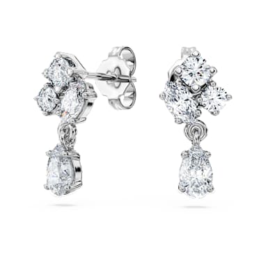 Galaxy drop earrings, Lab-grown diamonds 0.75 ct tw, Mixed cuts, 18K white gold - Swarovski, 5688874