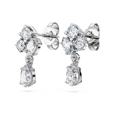 Galaxy 드롭 이어링, 랩 그로운 다이아몬드 0.75ct tw, 믹스 쉐입, 18K 화이트 골드 - Swarovski, 5688874