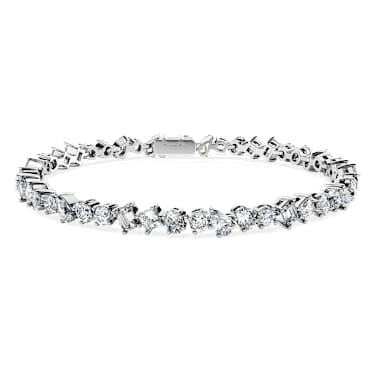 Galaxy Tennis bracelet, Lab-grown diamonds 5 ct tw, Mixed cuts, 18K white gold - Swarovski, 5688879