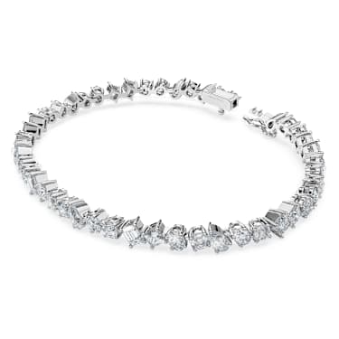 Galaxy Tennis สร้อยข้อมือ, เพชรสังเคราะห์ 5.2 กะรัต, รูปทรงหลากหลาย, ทองคำขาว 18K - Swarovski, 5688881