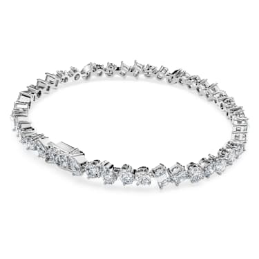 Galaxy Tennis สร้อยข้อมือ, เพชรสังเคราะห์ 5.2 กะรัต, รูปทรงหลากหลาย, ทองคำขาว 18K - Swarovski, 5688881