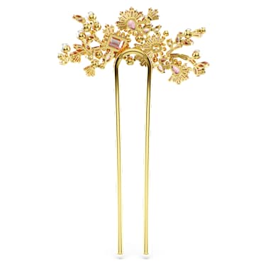 Gema 髮夾, 水晶珍珠, 混合式切割, 花朵, 粉紅色, 鍍金色色調 - Swarovski, 5689051