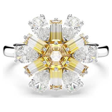 Idyllia 个性戒指, 混合切割, 花朵, 黄色, 镀铑 - Swarovski, 5689088