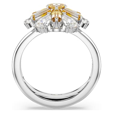 Idyllia 个性戒指, 混合切割, 花朵, 黄色, 镀铑 - Swarovski, 5689088