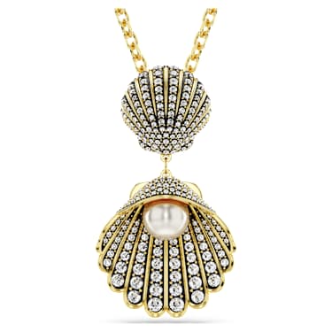 Colgante Idyllia, Perla de cristal, Tallas mixtas, Concha de mar, Blanco, Baño tono oro - Swarovski, 5689197