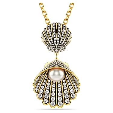 Idyllia Anhänger, Kristallperle, Verschiedene Schliffe, Muschel, Weiß, Goldlegierungsschicht - Swarovski, 5689197