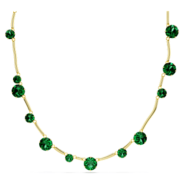 Constella lange Halskette, Gemischte Rundschliffe, Grün, 18K Goldbeschichtet - Swarovski, 5689218