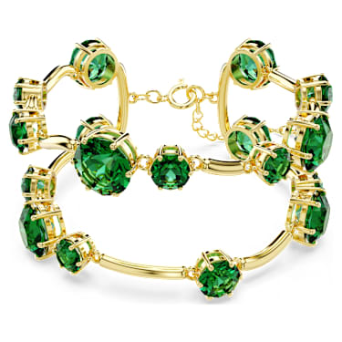 Constella armband, Verschillende ronde slijpvormen, Groen, Goudkleurige toplaag - Swarovski, 5689219