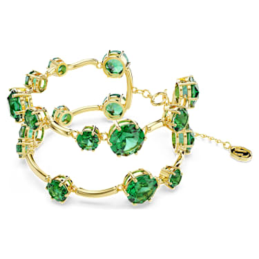 Constella bracelet, Mixed round cuts, Green, 18K gold finish - Swarovski, 5689219