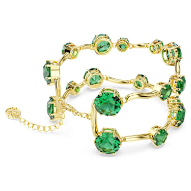 Constella bracelet, Mixed round cuts, Green, 18K gold finish - Swarovski, 5689219
