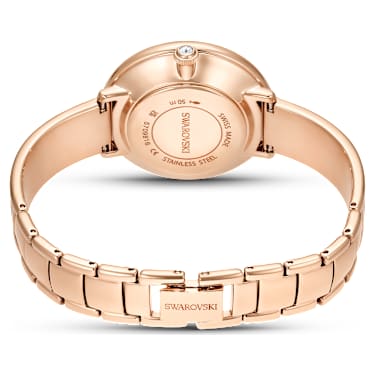 Crystalline Bangle Uhr, Schweizer Produktion, Metallarmband, Weiß, Roségoldfarbenes Finish - Swarovski, 5689324