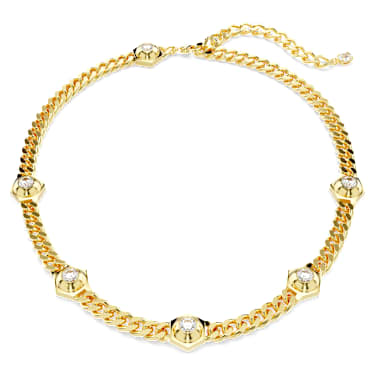 Numina necklace, Round cut, White, Gold-tone plated - Swarovski, 5689424