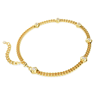 Numina necklace, Round cut, White, Gold-tone plated - Swarovski, 5689424