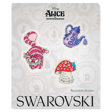 Alice in Wonderland removeable stickers, Cat, teapot, playing card and mushroom, Multicoloured - Swarovski, 5689428