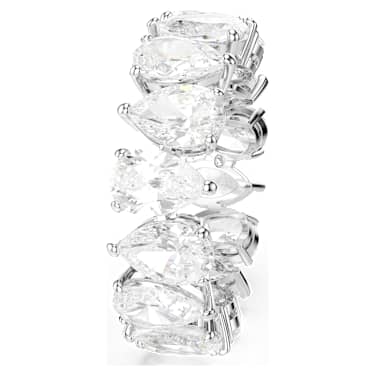 Matrix Vittore ring, Pear cut, White, Silver-tone finish - Swarovski, 5689469