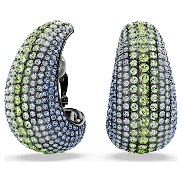Sublima clip earrings, Round cut, Large, Multicolored, Ruthenium plated - Swarovski, 5689592