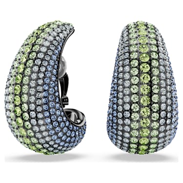 Sublima clip earrings, Round cut, Large, Multicolored, Ruthenium plated - Swarovski, 5689592