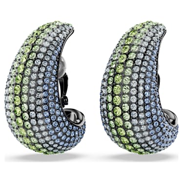 Sublima clip earrings, Round cut, Large, Multicolored, Ruthenium plated - Swarovski, 5689592