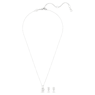 Matrix set, Crystal pearl, Round cut, White, Rhodium plated - Swarovski, 5689624