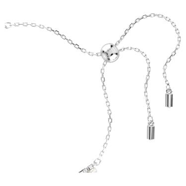 Matrix Tennis 手鏈, 水晶珍珠, 圓形切割, 白色, 鍍白金色 - Swarovski, 5689633