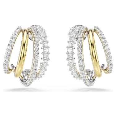 Hyperbola 大圈耳環, 混合式切割, 迷你, 白色, 多種金屬潤飾 - Swarovski, 5689718