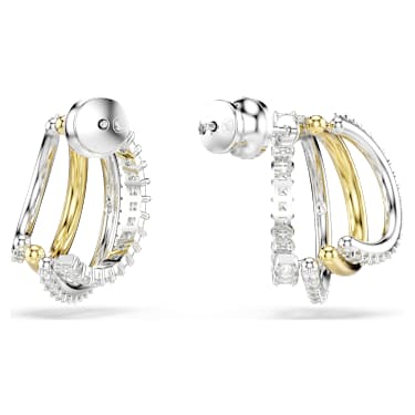 Hyperbola 大圈耳環, 混合式切割, 迷你, 白色, 多種金屬潤飾 - Swarovski, 5689718