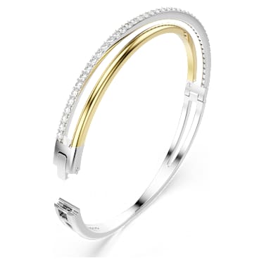 Bracciale rigido Hyperbola, Taglio Round, Bianco, Mix di finiture - Swarovski, 5689720