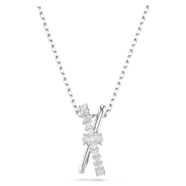 Hyperbola pendant, Mixed cuts, Twist, White, Rhodium plated - Swarovski, 5689723