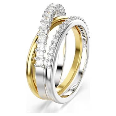 Bague Hyperbola Tailles variees Blanche Finition mix de metal Swarovski