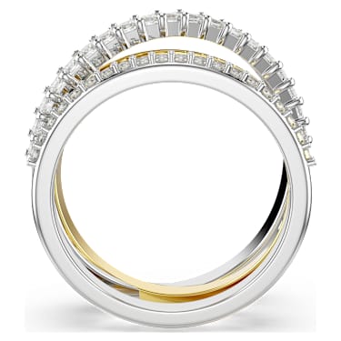 Hyperbola リング, ミックスカット, ホワイト, ミックスメタル仕上げ | Swarovski