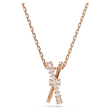 Hyperbola pendant, Mixed cuts, Twist, White, Rose gold-tone plated - Swarovski, 5689788