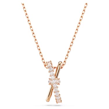 Hyperbola pendant, Mixed cuts, Twist, White, Rose gold-tone plated - Swarovski, 5689788