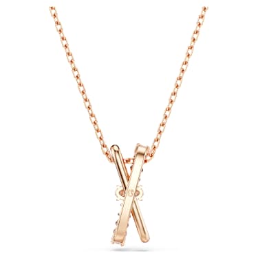 Pingente Hyperbola, Combinação de lapidações, Entrelaçado, Branco, Lacado a rosa dourado - Swarovski, 5689788