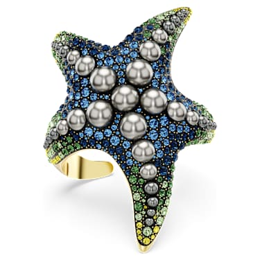 Idyllia cuff, Crystal pearls, Starfish, Multicolored, Gold-tone plated - Swarovski, 5689914