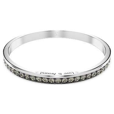 Connexus bangle, Round cut, `Love is around`, Black, Rhodium plated - Swarovski, 5690018
