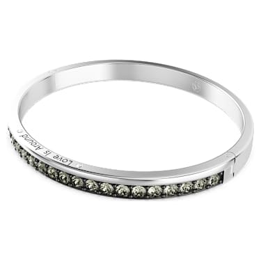 Connexus bangle, Round cut, `Love is around`, Black, Rhodium plated - Swarovski, 5690020