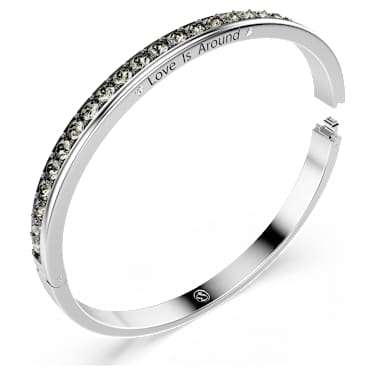 Connexus bangle, Round cut, `Love is around`, Black, Rhodium plated - Swarovski, 5690020