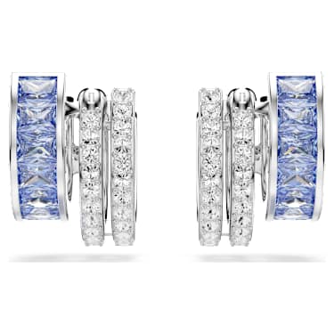 Connexus hoop earrings, Mixed cuts, Blue, Rhodium plated - Swarovski, 5690030