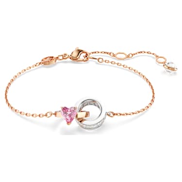 Connexus bracelet, Mixed cuts, Heart, Pink, Mixed metal finish - Swarovski, 5690038
