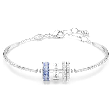 Connexus bracelet, Mixed cuts, `Love is around`, Blue, Rhodium plated - Swarovski, 5690039